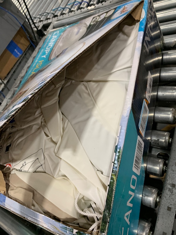 Photo 1 of INTEX 58292EP Canopy Island Inflatable Pool Float: Comfortable Lounge Surface – Built-in Cup Holders – Detachable Sunshade – 440lb Max Weight Capacity – 78.5" x 59"