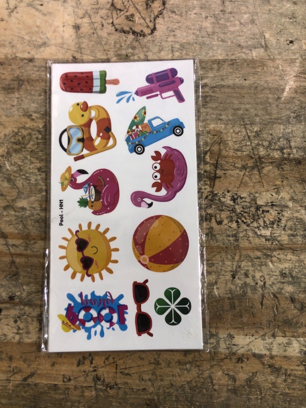Photo 1 of 100PCS Summer Pool Beach Temporary Tattoos Themed Birthday Party Favors Decorations Supplies Hello Summer Tropical Decor Tattoo Stickers Gifts For Boys Girls Kids School Prizes Canival