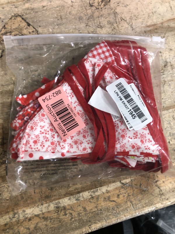 Photo 1 of 10M/32Ft Triangle Bunting Banner, 36 Pcs Cotton Fabric Flags Pennant Garlands for Birthday Party, Wedding, Baby Shower, Outdoor and Home Decorations (Red)