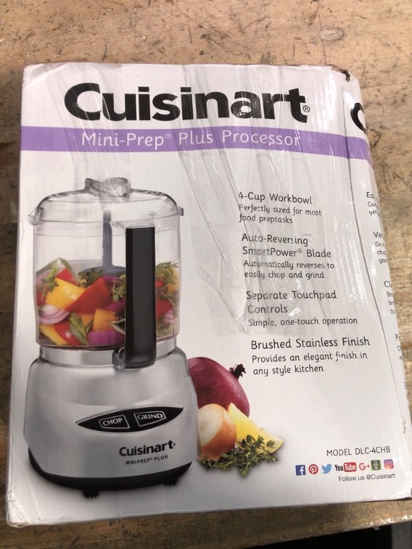 Photo 1 of **POSSIBLY FOR PARTS/HAS A LEAK** Cuisinart Mini Prep Plus Food Processor, 4 Cup, Brushed Stainless (Shiny)