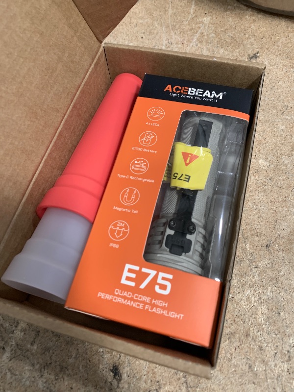 Photo 1 of ACEBEAM E75 4500 High Lumens Flashlight with Magnetic Base, Super Bright LED Flashlight Rechargeable, IPX8 Water-Resistant EDC Flash Light, 26 Days Super Long Lasting for Camping,Everyday Use