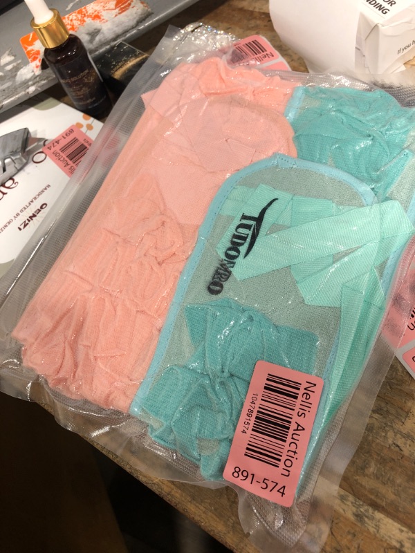 Photo 1 of 2 Pack Exfoliating Back Scrubber Double Sided Exfoliating Cloth with Strap Long Body Scrub Sponge Shower Loofah with Handle for Women Men Deep Clean Body Washing (Pink, Blue, Soft Cloth)
