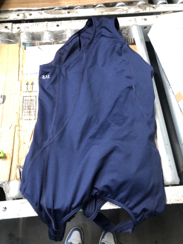Photo 1 of (SIZE 16) (MED-LARGE) (BAGGED) TYR Women's Standard Durafast Elite Max Splice Controlfit One Piece Swimsuit, Navy, 16