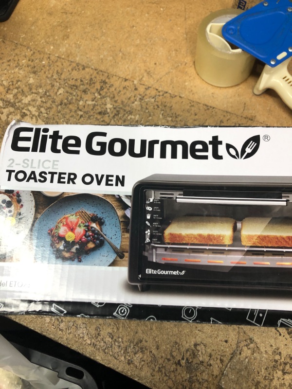 Photo 1 of Elite Gourmet ETO236 Personal Compact 2 Slice Countertop Toaster Oven with 15 Minute Timer & Adjustable Temperature, Bake, Broil, & Toast, Black