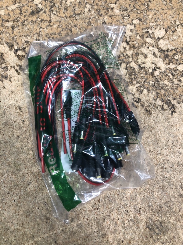 Photo 1 of (Real 18AWG) 10 Pairs 12V 5A DC Power Pigtail Barrel Plug Connector Cable, 2.1mm x 5.5mm Male Female DC Pigtail Connectors for CCTV Security Camera and 12V Power Supply Adapter by MILAPEAK