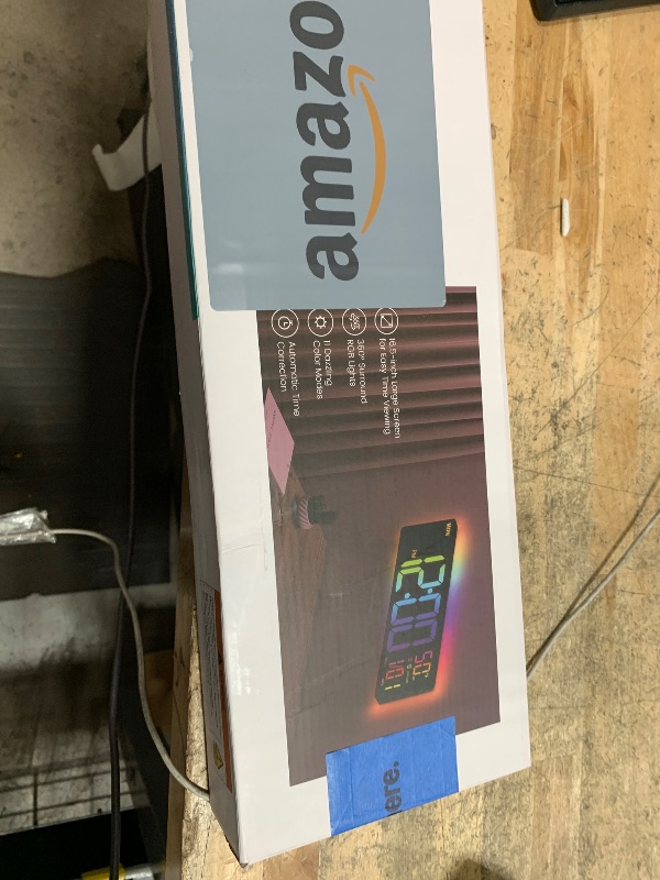 Photo 1 of (missing power cord) EASYERA 16.5" Large Digital Wall Clock with Remote Control, RGB Atmosphere Lights with 11 Scenes Mode, Dual Alarms with Big LED 