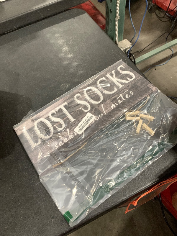 Photo 1 of 1 KINGO Laundry Lost Socks Rustic Sign Wall Decor for Washroom, Farmhouse Black Lost Socks Seeking Soul Mates Canvas Print Art, Rustic Plaque Bathroom Decoration 6" x 15"