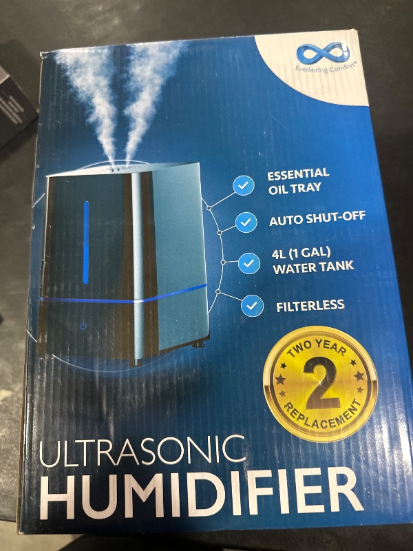 Photo 1 of Everlasting Comfort Humidifiers for Bedroom (4L) – Quiet Cool Mist Small Humidifier for Large Room with Oil Diffuser, 40-Hour Runtime, Easy to Clean, Auto Shut-Off, Ideal for Baby Nursery & Plants