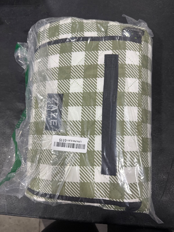 Photo 1 of ZAZE Extra Large Picnic Outdoor Blanket, 80''x80'' Waterproof Foldable Blankets Gingham Picnic Mat for Beach, Camping Grass Lawn Park Accessories Cute Couple Gifts Ideas Wedding Registry(Green White)