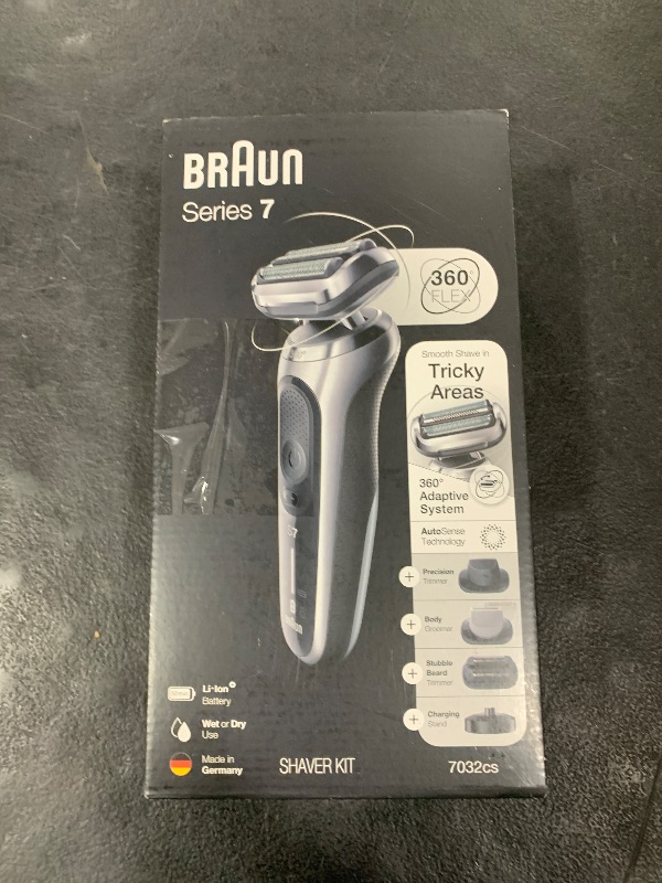 Photo 1 of Braun Series 7 7032cs Flex Electric Razor for Men, Wet & Dry, Electric Razor, Rechargeable, Cordless Foil Shaver with Beard Trimmer and Charging Stand, Silver