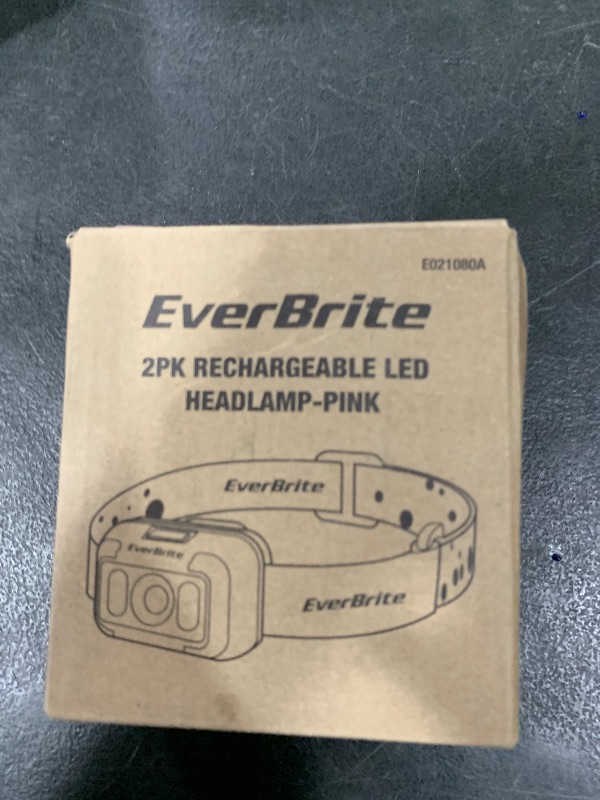 Photo 1 of EverBrite Rechargeable Headlamp, 2 Pack Kids Headlamp with White/Red/Green Light and Memory Function, Head Lamp for Adult and Kid with 5 Modes, 120° Adjustable LED Headlamp for Camping, Running-Pink