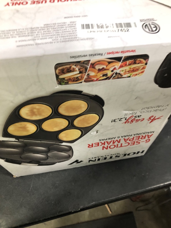 Photo 1 of Holstein Housewares Arepa Maker - Non-Stick 6-Section Multi-Food Maker - Make Delicious Arepas, Pancakes, Corncakes, Tosti Arepa - Easy-to-Use - 6-PC - Black