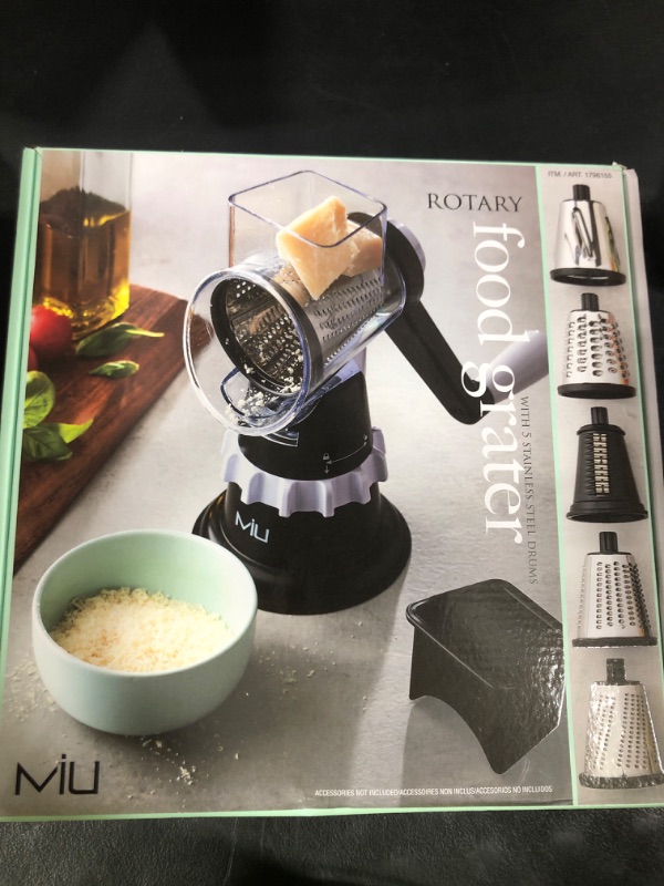 Photo 1 of Cambom Rotary Cheese Grater Hand Crank Cheese Shredder for Fresh Cheese, Vegetable, Nuts,Non-slip Suction Base, Free Cleaning Brush Three Blades,Deep Blue