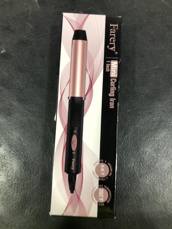 Photo 1 of 1 Inch Dual Voltage Ceramic Curling Iron with Keratin & Argan Oil, Mini Hair Curler, Travel Size with Storage Bag