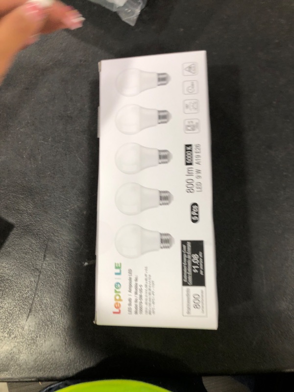 Photo 1 of LE LED Light Bulbs 60 Watt Equivalent, 9W 800 Lumens Non-Dimmable, Daylight White 5000K, A19 E26 Standard Medium Base, 10000 Hour Lifetime 5 Count (Pack of 1)