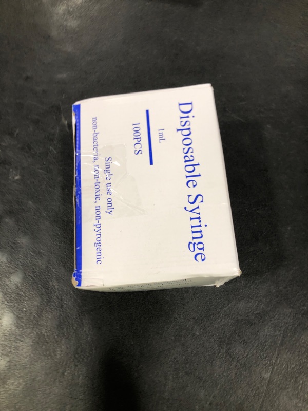 Photo 1 of 100 Pack 1ml/cc Plastic Luer Slip Syringa with 25Ga and Cap, Individually Sealed Wrapped, for Scientific Labs, Measuring Liquid, Refilling Cartridges or Glue Applicator