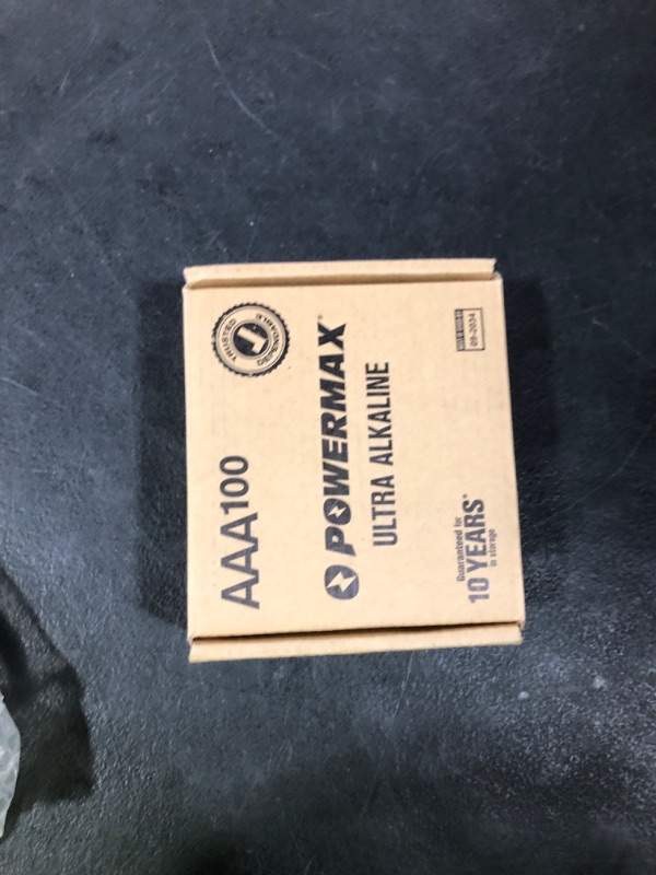 Photo 1 of Powermax 100-Count Triple AAA Batteries, Ultra Long Lasting Alkaline Battery for Home and Office, 10-Year Shelf Life, Reclosable Packaging