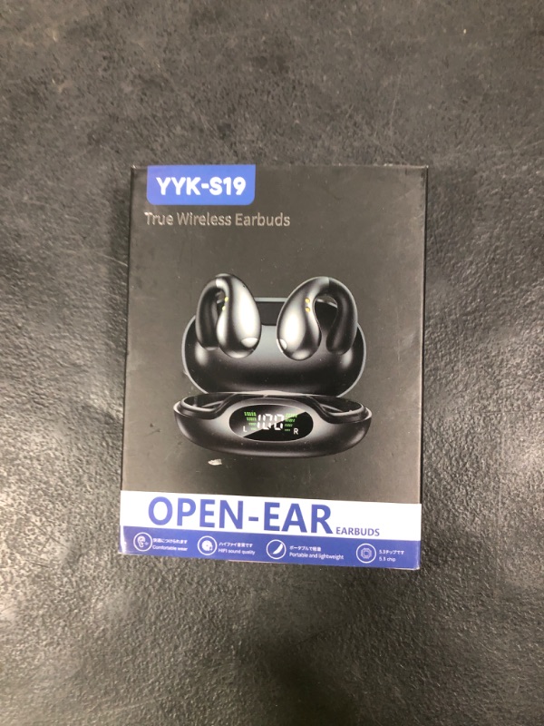 Photo 1 of Open Ear Earbuds Wireless Bluetooth 5.3 Earphones, Flexible Clip On Ear buds with 36H Playtime LED Display Bone Conduction Headphones, IPX7 Waterproof Light Weight Fit for Every Ear, Sport, Workout