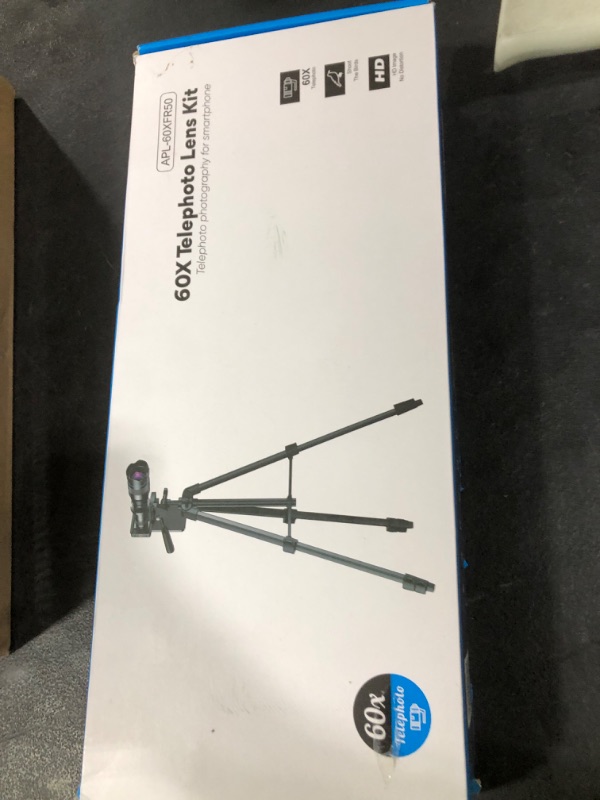 Photo 1 of APEXEL High Power 60X HD Telephoto Lens, High Power Telephoto Mobile Cell Phone Lens with Extension Tripod and Wireless Remote for iPhone 15 Pro/14 Pro/13 Pro, Samsung and Most Smartphone