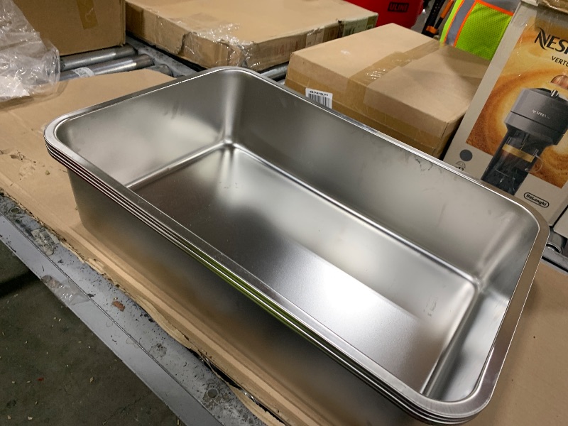 Photo 1 of Kichwit Extra Large Stainless Steel Open Cat Litter Box with High Sides, Metal Litter Pan for Cat, 23.6 x 15.7 x 5.9 Inches 4 pack 