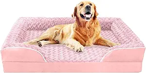 Photo 1 of FERPOSH Orthopedic Dog Bed, Pet Sofa Bed with Removable Washable Cover, Waterproof Dog Bed, Anti Slip Bottom Dog Bed, Pet Sleeping Mat, 48" x 35", Pink