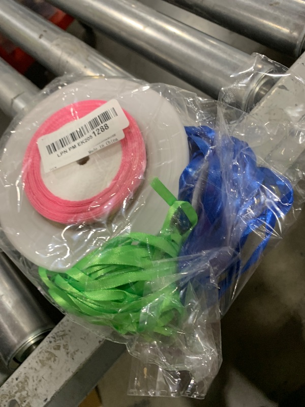 Photo 1 of 1 Roll Poly Tubing with Ribbon 2 Inch x 328 ft with 5 Rolls Ribbon Graduation Candy Lei Tubing Lei Making Kit for Colorful Graduation Candy Garland Decorations