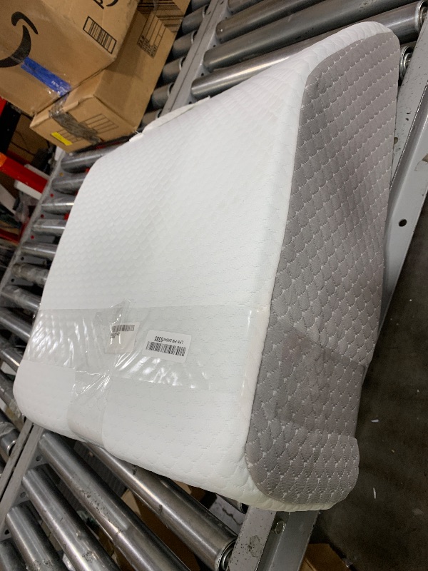Photo 1 of MEGCXIT Leg Pillow Elevation Blood Circulation, Leg Wedge for Elevation for Swelling, Leg Elevating Pillow for After Surgery, Memory Foam Foot Knee Pillow for Back Sleeping 23.6×16.8×8 Inch White/Grey