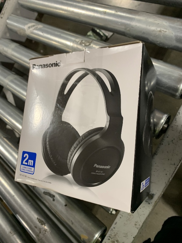 Photo 1 of Panasonic Headphones, Lightweight Over the Ear Wired Headphones with Clear Sound and XBS for Extra Bass, Long Cord, 3.5mm Jack for Phones and Laptops – RP-HT161-K (Black)