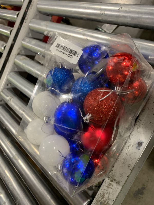 Photo 1 of 24ct Memorial Day Decorations 4th of July Ball Ornaments, 2.36" Shatterproof Christmas Tree Decorations, Perfect Hanging Ball for Indoor/Outdoor Independence Day Holiday Party Decor(Red White Blue)