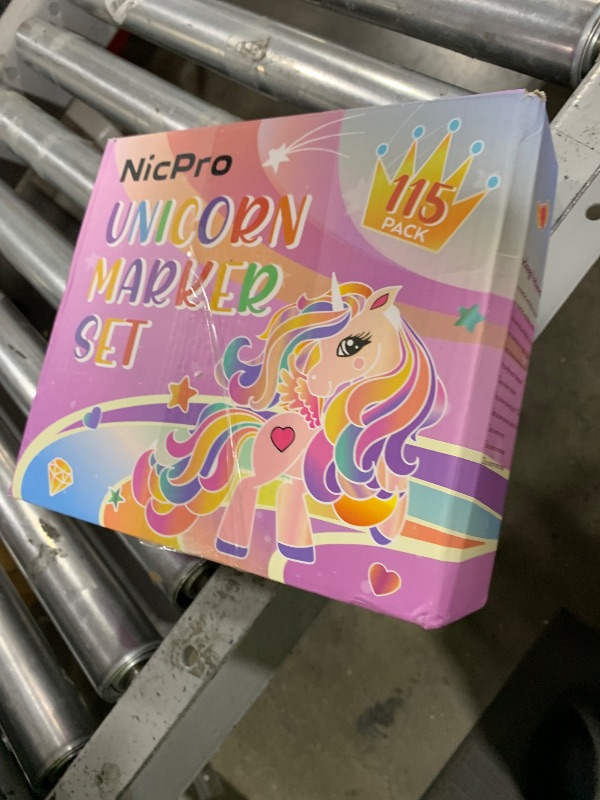 Photo 1 of Nicpro 115PCS Unicorn Washable Markers Set with Glitter Pencil Case, Art Supplies for Kids Ages 4-6-8, Arts Crafts Coloring Set with Stickers, Unicorn Birthday Gifts for Girls 4 5 6 7 8 9 Year Old