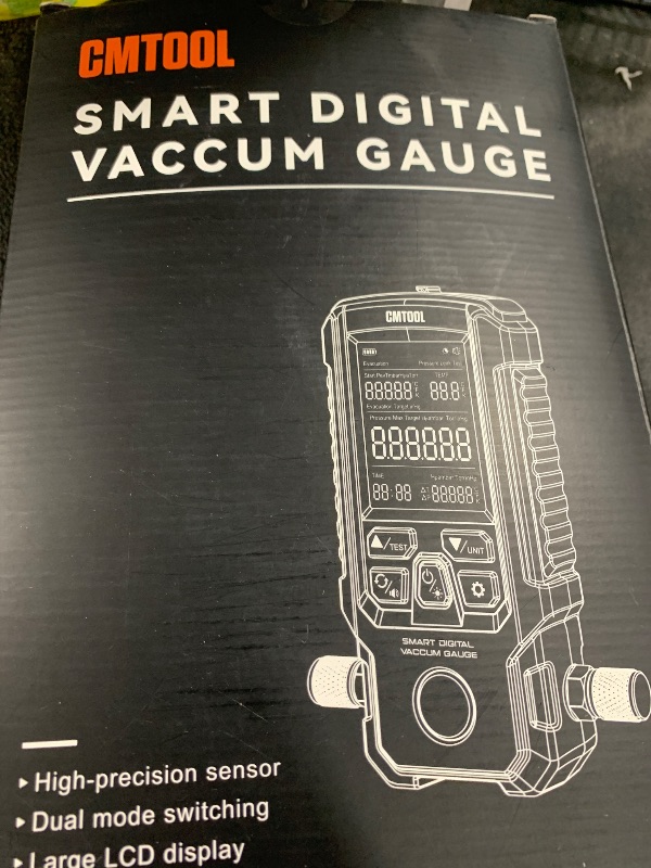 Photo 1 of Digital Vacuum Gauge Pro, HVAC Vacuum Meter, 0.2% Accuracy, 0-2000 mbar Range, 4 Units(Torr, mbar, inHg, Hpa), 7/16"-20UNF(1/4" SAE) Vacuum Gauges with Evacuation Mode Pressure Leak Test