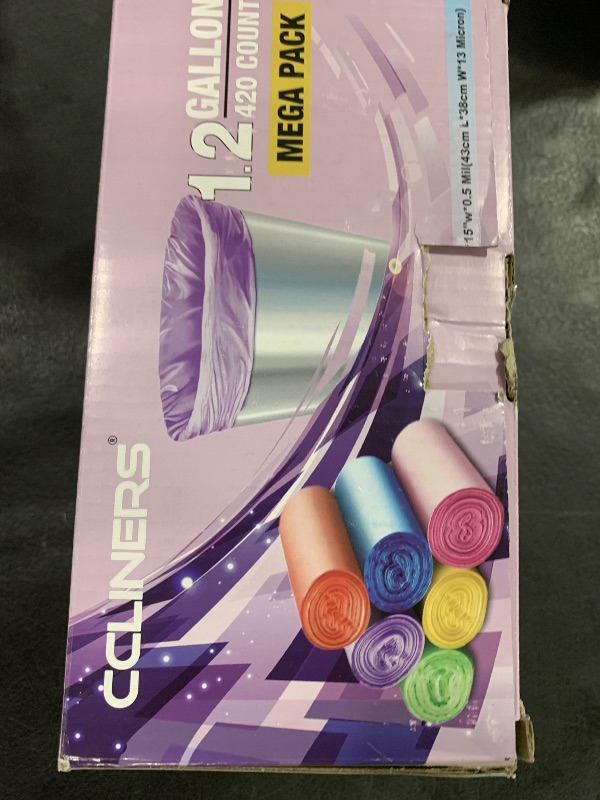 Photo 1 of 1.2 Gallon Small Trash Bags (420 Count) CCLINERS 1 Gallon Mini Garbage Bags 5l Bathroom Trash Can Liners (420 Bags, 6 Colors)