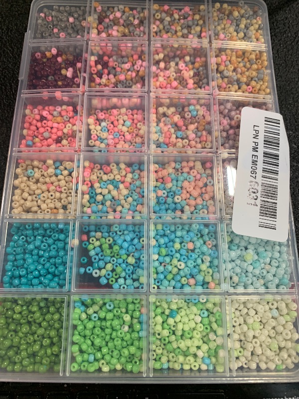Photo 1 of TEXGIZRLY 3mm Glass Seed Beads for Jewelry Making, Friendship Bracelet Making Kit for Girls Adults, 24 Colors Bead Bracelet Kit for DIY Crafts Gifts (3MM-A)