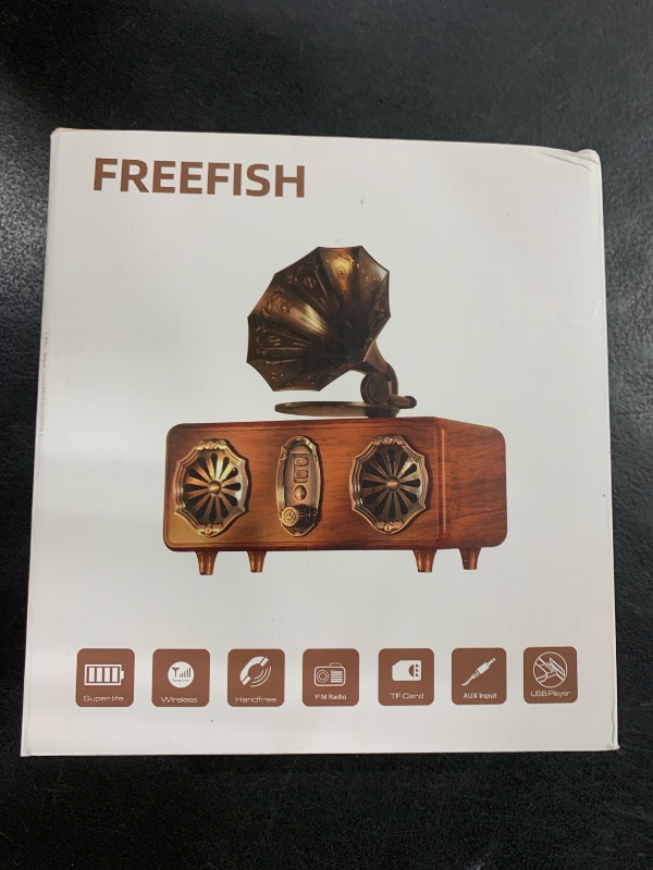 Photo 1 of FREEFISH Retro Bluetooth Speaker Retro Radio with 5.4 Bluetooth Version, FM Radio, Bass Vintage Wireless Speaker Support USB/TF/AUX Player for Home Office Room Bedroom, Decorations