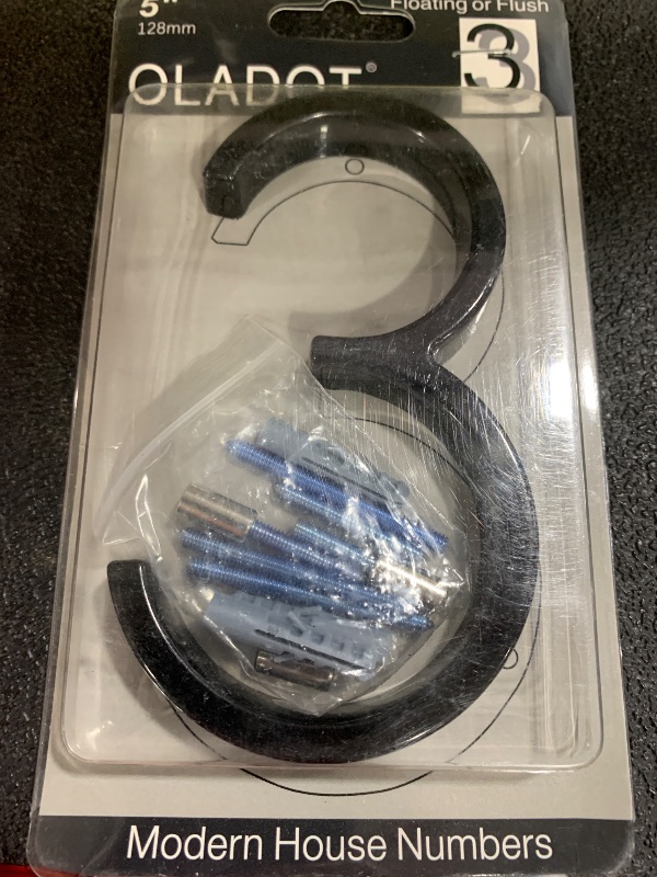 Photo 1 of 5" Stainless Steel Floating House Number, Metal Modern House Numbers, Garden Door Mailbox Decor Number with Nail Kit, Coated Black, 911 Visibility Signage (3)
