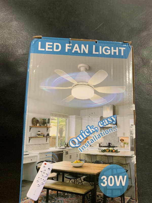 Photo 1 of Damaged light socket--------------Ealken Socket Fan Light Ceiling Fans with Lights and Remote, Dimmable LED 3 Colors 3000K-6500K, 1556 Lumens Light Bulb Screw in Ceiling Fan for Bedroom, Kitchen, Living Room, Closet