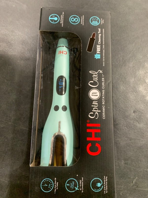 Photo 1 of CHI Spin N Curl, Curling Iron For Healthy & Shiny Effortless Curls & Waves, Provides Preset Temperature Settings For Each Hair Texture, Mint Green
