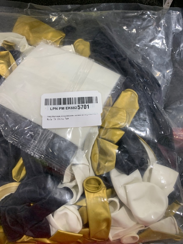 Photo 1 of 136pcs Navy Blue Gold White Balloons Garland Arch Kit,18 12 10 5 Inch Different Sizes Pack Party Latex Balloons for Valentine’s Day Birthday Holiday Party Decorations