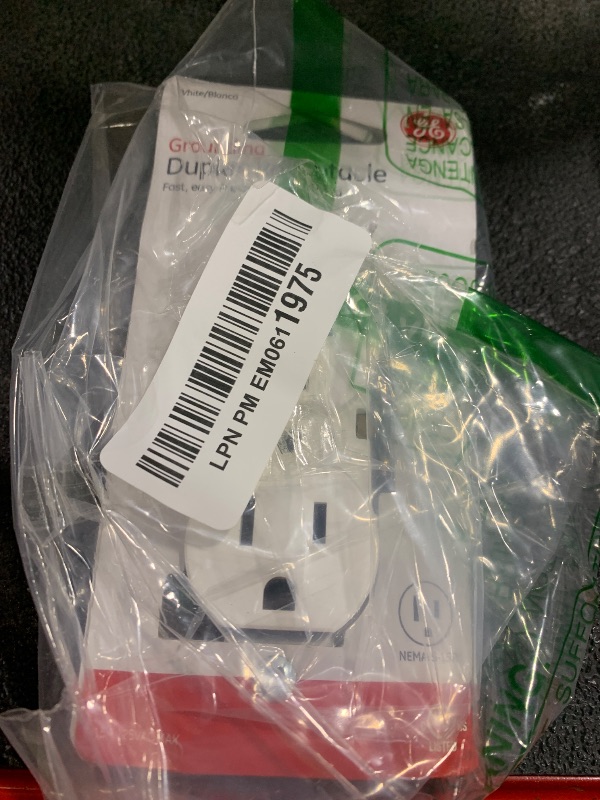 Photo 1 of UltraPro GE Grounding Duplex Outlet, 3 Prong Electrical Socket, Easy Install, 15 Amp, UL Listed, White, 54309 GE In-Wall Receptacle, Standard