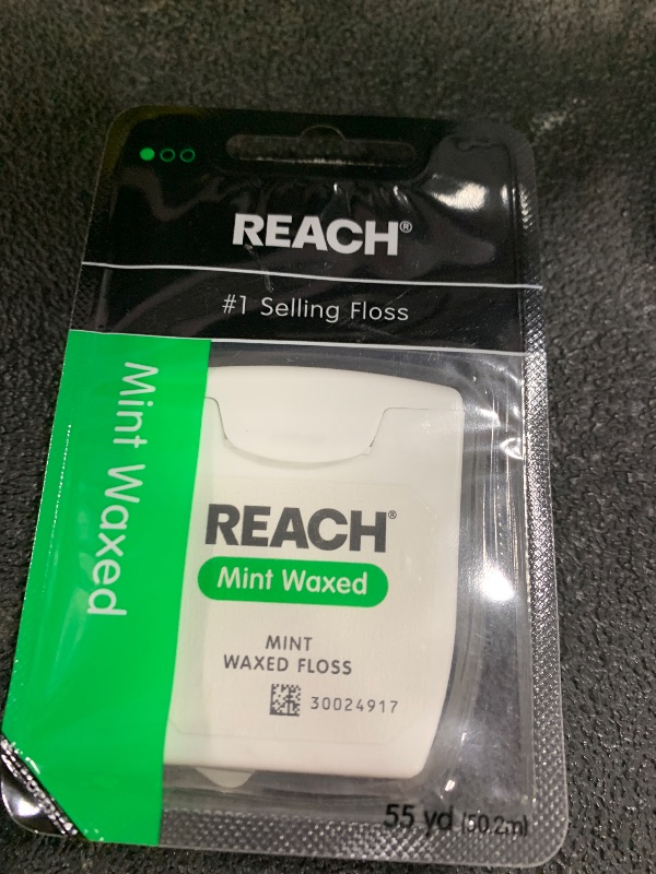 Photo 1 of REACH Waxed Dental Floss, Mint, Plaque Remover for Teeth, Shred Resistant, Floss Slides Smoothly, Easy to Use, Waxed, Deep Cleaning Teeth, Oral Care, PFAS Free, for Adults & Kids, 1 Pack, 55 yd