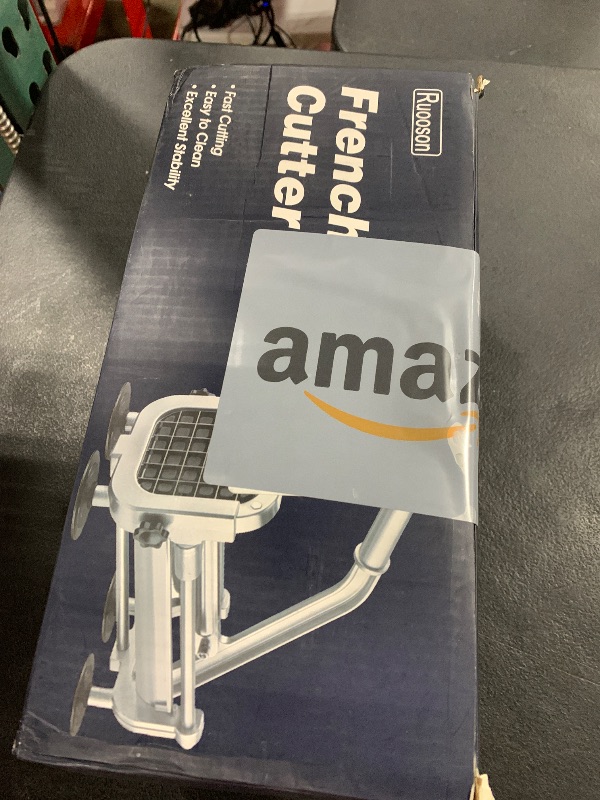 Photo 1 of French Fry Cutter, Ruooson Professional Potato Cutter Slicer with1/2 In & 3/8 In Stainless Steel Blades, Great for Whole Potatoes Carrots Cucumbers.