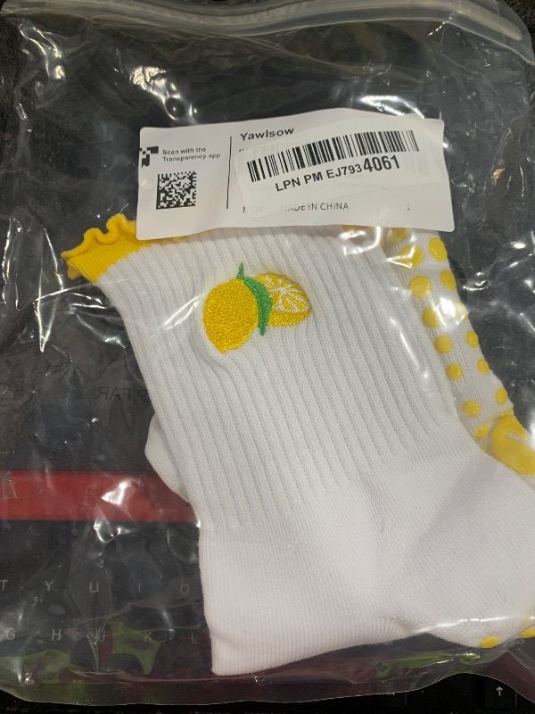 Photo 1 of Cute Pilates Grip Socks for Women Ruffle Frilly Yoga Socks Non Slip Cotton Crew Grippy Sock for Barre Workout (US, Alpha, One Size, Regular, Regular, 1 Pack-Yellow-Lemon)