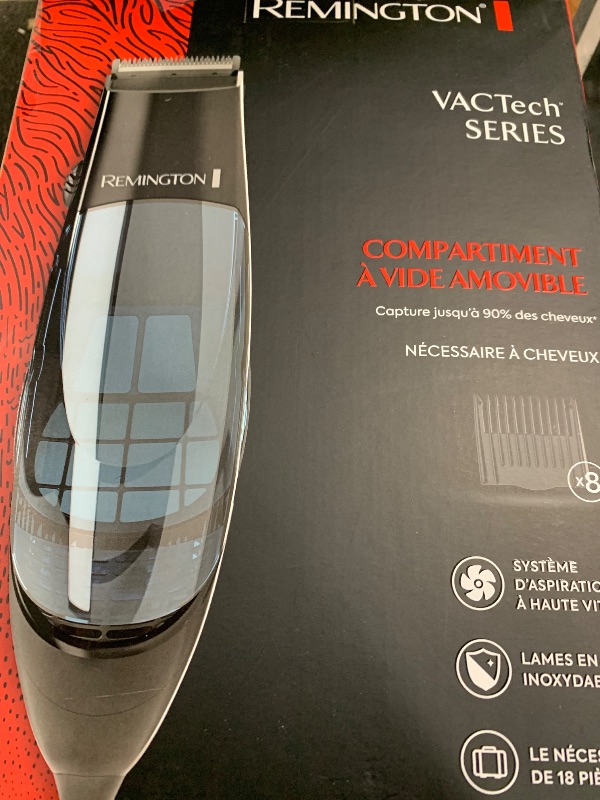 Photo 1 of Remington Vacuum Haircut Kit, Vacuum Beard Trimmer, Hair Clippers for Men with Removable Hair Chamber and Dual Motor Power (18 pieces)