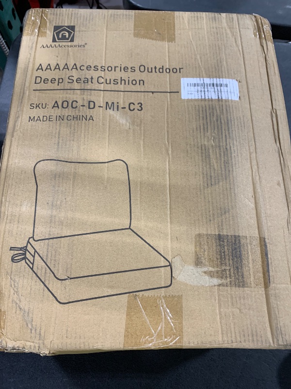 Photo 1 of AAAAAcessories Outdoor Deep Seat Cushions, Waterproof, Fade-Resistant Patio Furniture Replacement Cushions, 24" x 24" x 5", Khaki Beige