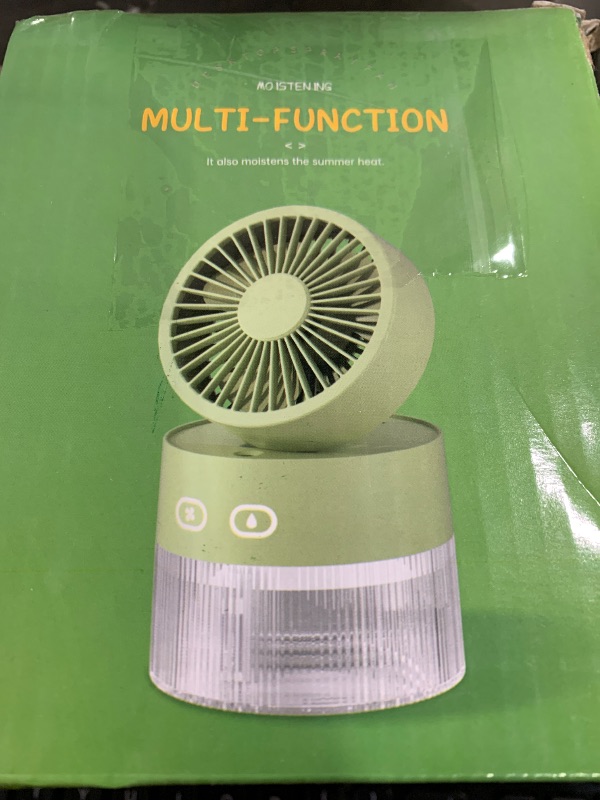 Photo 1 of frestar Personal Cooling Fan and Small Air Humidifier 350ml with LED Night Light, Desktop USB Charging Humidifier and Fan 3 in 1 for Office and Small Room, No Battery (Green)