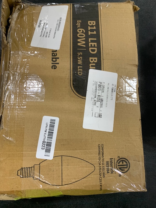 Photo 1 of DEGNJU 60 Pack Chandelier Light Bulbs, 60 Watt Equivalent, 5.5W E12 LED Candelabra Light Bulbs, Daylight White 5000K B11 Ceiling Fan Bulb, Type b Shape, 650 Lumen, 120V, Non-Dimmable