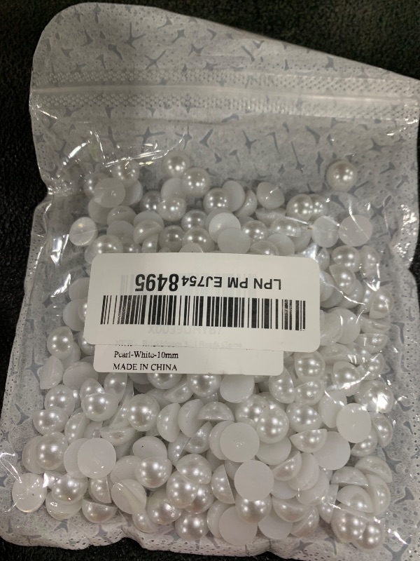 Photo 1 of Briskbloom 300PCS 10mm White Flatback Pearls for Crafts Jewelry Scrapbooking, Round Half Pearls for Crocs Shoes Cups Wedding, Imitation Loose Pearl Beads Gems