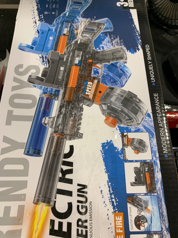 Photo 1 of 2 Pack Electric Water Guns for Adults & Kids, Automatic Squirt Guns with 32Ft Long Range, 300 Water Shots, LED Light, Summer Outdoor Swimming Pool Water Toys, Gray and Blue