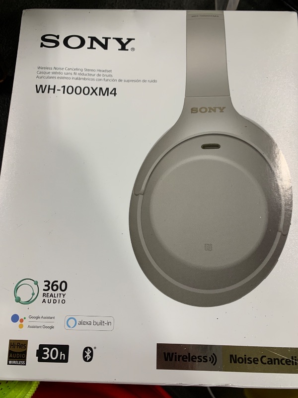 Photo 1 of Sony WH-1000XM4 Wireless Premium Noise Canceling Overhead Headphones with Mic for Phone-Call and Alexa Voice Control, Silver WH1000XM4