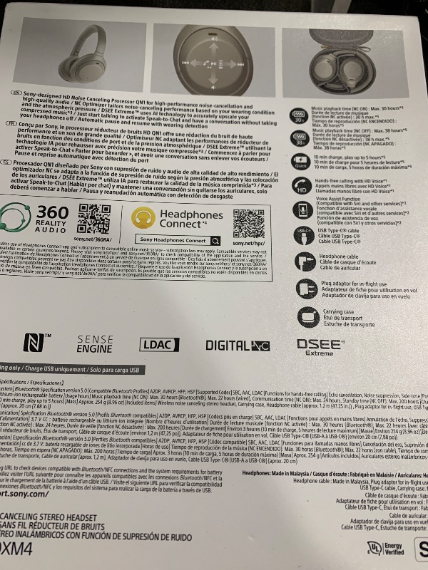 Photo 1 of Sony WH-1000XM4 Wireless Premium Noise Canceling Overhead Headphones with Mic for Phone-Call and Alexa Voice Control, Silver WH1000XM4
